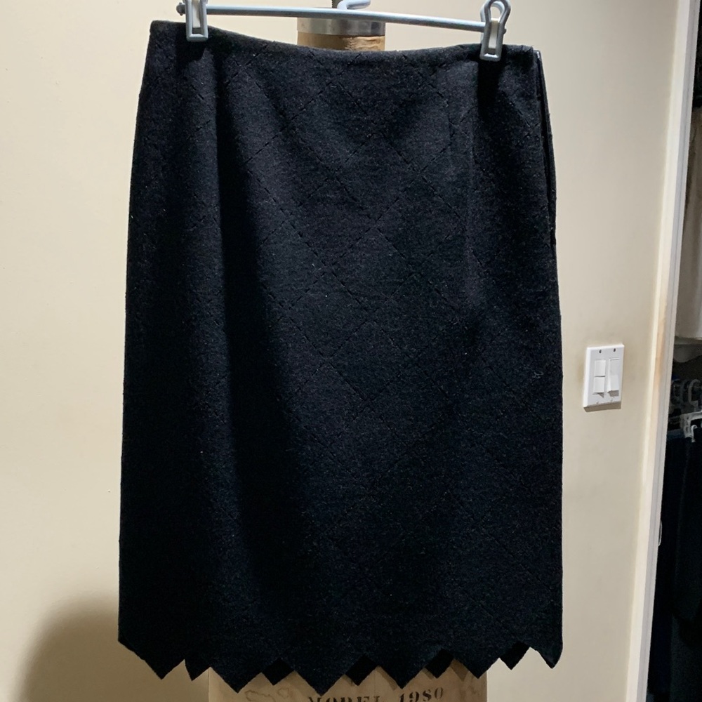 Vintage Anna Sui Black Textured Pencil Skirt made in Italy